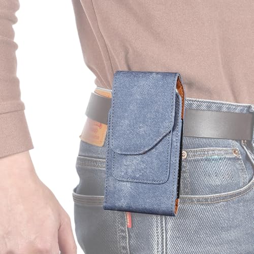 BAOPENB Telefonholster für Gürtel Holster for iPhone 16E,16 15 14 13 12 11 Pro,XR,Premium Leather Pouch with Belt Clip Phone Case for Galaxy S25 S24 S23 S22 S21(Blue) von BAOPENB