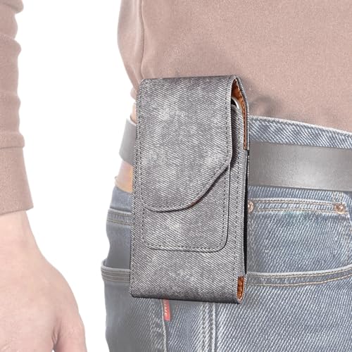 BAOPENB Telefonholster für Gürtel Holster for iPhone 16E,16 15 14 13 12 11 Pro,XR,Premium Leather Pouch with Belt Clip Phone Case for Galaxy S25 S24 S23 S22 S21(Gray) von BAOPENB