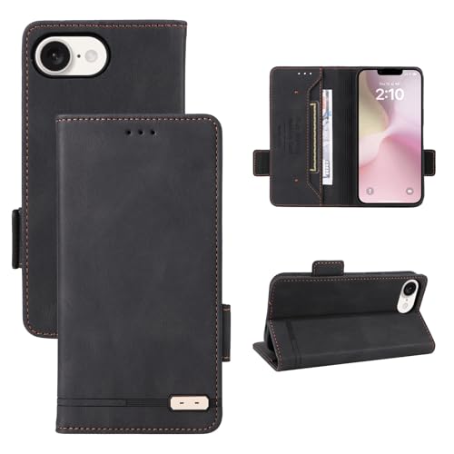 Handyhülle Kompatibel mit iPhone SE (2025) Wallet Case, Compatible with iPhone SE4 PU Leder Flip Folio Case mit Kartenhaltern [Stoßfeste TPU-Innenschale] Handyhülle, Schutzhülle mit Magnetverschluss S von BAOPENB