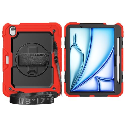Multi-Viewing Stand Folio Case Cover Kompatibel mit iPad Air 11 Zoll (M3 2025 7./M2 2024 6.), robuste, stoßfeste TPU-Hülle, Schutzhülle mit Displayschutzfolie, 360-Grad-Drehständer + Handschlaufe + Sc von BAOPENB