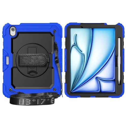 Multi-Viewing Stand Folio Case Cover Kompatibel mit iPad Air 11 Zoll (M3 2025 7./M2 2024 6.), robuste, stoßfeste TPU-Hülle, Schutzhülle mit Displayschutzfolie, 360-Grad-Drehständer + Handschlaufe + Sc von BAOPENB