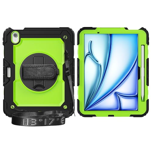 Multi-Viewing Stand Folio Case Cover Kompatibel mit iPad Air 11 Zoll (M3 2025 7./M2 2024 6.), robuste, stoßfeste TPU-Hülle, Schutzhülle mit Displayschutzfolie, 360-Grad-Drehständer + Handschlaufe + Sc von BAOPENB