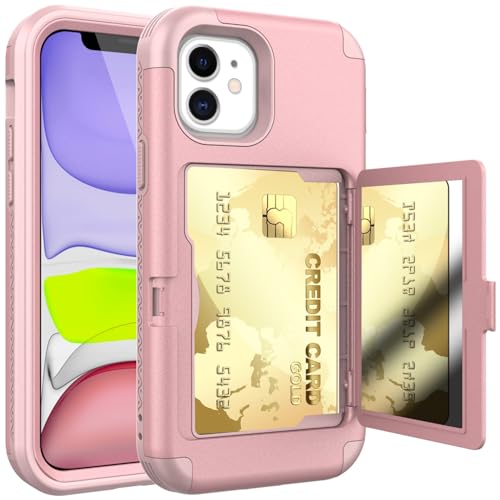 Stoßfester Schutz in Militärqualität Kompatibel mit iPhone 12 Wallet Case mit Kartenhalter, Kickstand Card Slots Case, Heavy Duty Protective Dual Layer Shock Cover Hidden Card Slot Slim Wallet Case(Ro Stoßfester Schutz in Militärqualität Kompatibel mit iPhone 12 Wallet Case mit Kartenhalter, Kickstand Card Slots Case, Heavy Duty Protective Dual Layer Shock Cover Hidden Card Slot Slim Wallet Case(Ro von BAOPENB