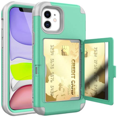 Stoßfester Schutz in Militärqualität Kompatibel mit iPhone 12 Wallet Case mit Kartenhalter, Kickstand Card Slots Case, Heavy Duty Protective Dual Layer Shock Cover Hidden Card Slot Slim Wallet Case(Bl Stoßfester Schutz in Militärqualität Kompatibel mit iPhone 12 Wallet Case mit Kartenhalter, Kickstand Card Slots Case, Heavy Duty Protective Dual Layer Shock Cover Hidden Card Slot Slim Wallet Case(Bl von BAOPENB