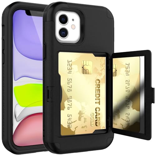 Stoßfester Schutz in Militärqualität Kompatibel mit iPhone 12 Wallet Case mit Kartenhalter, Kickstand Card Slots Case, Heavy Duty Protective Dual Layer Shock Cover Hidden Card Slot Slim Wallet Case(Bl Stoßfester Schutz in Militärqualität Kompatibel mit iPhone 12 Wallet Case mit Kartenhalter, Kickstand Card Slots Case, Heavy Duty Protective Dual Layer Shock Cover Hidden Card Slot Slim Wallet Case(Bl von BAOPENB