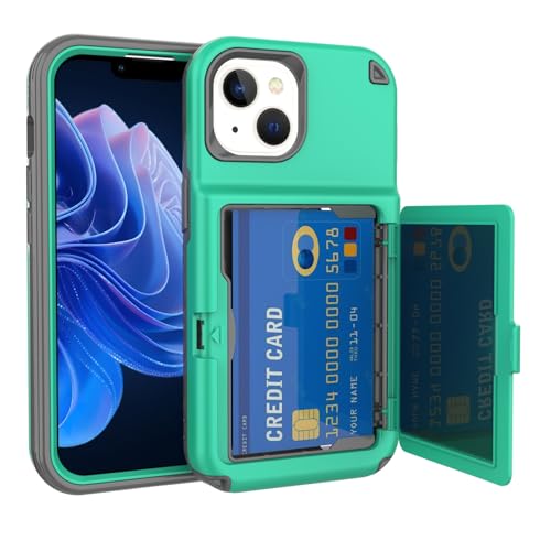 Stoßfester Schutz in Militärqualität Kompatibel mit iPhone 14 Wallet Case mit Kartenhalter, Kickstand Card Slots Case, Heavy Duty Protective Dual Layer Shock Cover Hidden Card Slot Slim Wallet Case(Bl Stoßfester Schutz in Militärqualität Kompatibel mit iPhone 14 Wallet Case mit Kartenhalter, Kickstand Card Slots Case, Heavy Duty Protective Dual Layer Shock Cover Hidden Card Slot Slim Wallet Case(Bl von BAOPENB