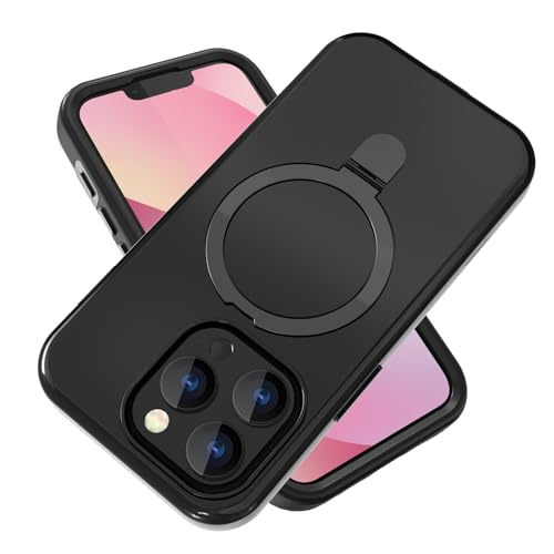 Stoßfester Schutz in Militärqualität Kompatibel mit iPhone 15 Pro Max Hülle, mit Metallring, unsichtbarem Ständer, [kompatibel mit ], stoßfest, verstärkter Fallschutz, schlanke, flexible Rückseite Com von BAOPENB