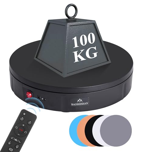 BAOSHISHAN Elektrischer Drehteller, 30cm Durchmesser, 100kg Belastung, verstellbare Winkelgeschwindigkeit und -modus, Schwarz von BAOSHISHAN