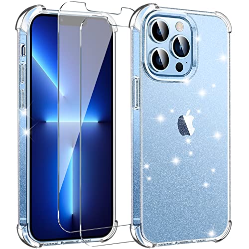 BAOWEI Glitzer Hülle für iPhone 13 Pro mit 2 Stück Panzerglas Schutzfolie, Rundumschutz Stoßfeste Schutzhülle Silikon Transparente Handyhülle - Glitzer BAOWEI Glitzer Hülle für iPhone 13 Pro mit 2 Stück Panzerglas Schutzfolie, Rundumschutz Stoßfeste Schutzhülle Silikon Transparente Handyhülle - Glitzer von BAOWEI