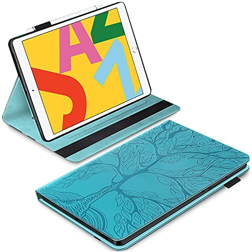 BAOWEI Hülle Kompatibel mit iPad 10.2 Zoll (8. Gen 2020)/ 7. Gen 2019 und 10.5 Zoll (iPad Air 3 2019/ iPad Pro 2017), Weiche PU Leder Abdeckung Klappständer Schutzhülle mit Stifthalter Case - Blau von BAOWEI