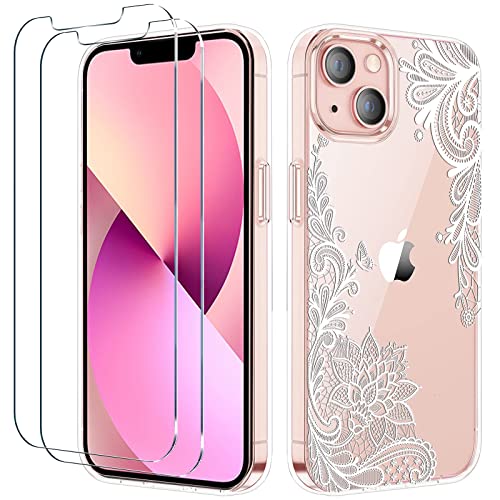 BAOWEI Klar Handyhülle Kompatibel für iPhone 13 Hülle mit 2 Stück Panzerglas Schutzfolie, Dünne Weiche Silikon TPU Transparent Stoßfest Durchsichtige Schutzhülle mit Motiv Weiße Blume BAOWEI Klar Handyhülle Kompatibel für iPhone 13 Hülle mit 2 Stück Panzerglas Schutzfolie, Dünne Weiche Silikon TPU Transparent Stoßfest Durchsichtige Schutzhülle mit Motiv Weiße Blume von BAOWEI