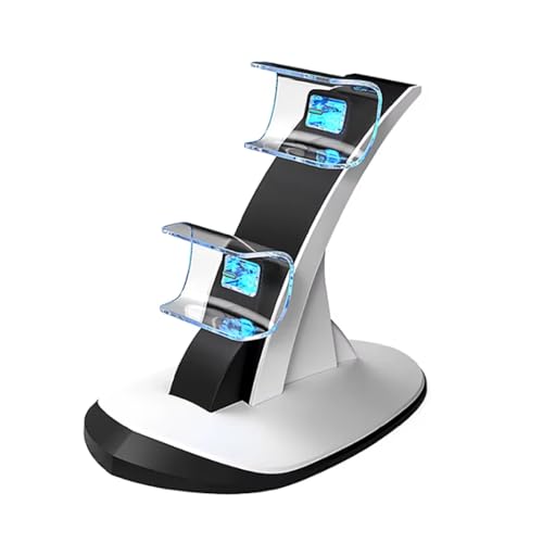 BARAC PS5-Controller-Ladegerät, Dual-USB-Schnellladestation, Dual-Dock-Station mit LED-Anzeige, eleganter und kompakter Ständer, Zubehör kompatibel mit 2 Playstation 5-Controllern, Weiß von BARAC