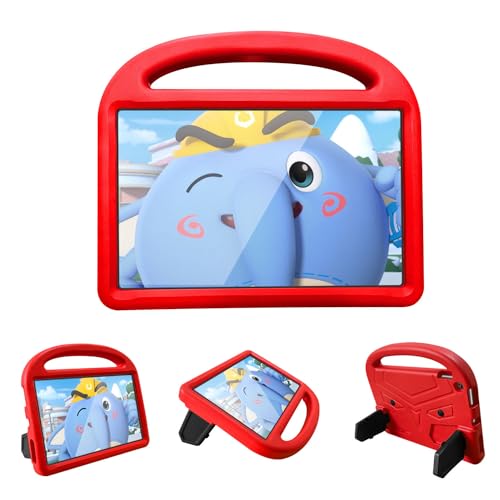 BARALARIQIU Kinder Hülle für Amazon Fire HD 10 2017/2019/2020 Leichte Stoßfeste Kratzfest Weich Eva Gummi Schutzhülle mit Ständer Rot von BARALARIQIU