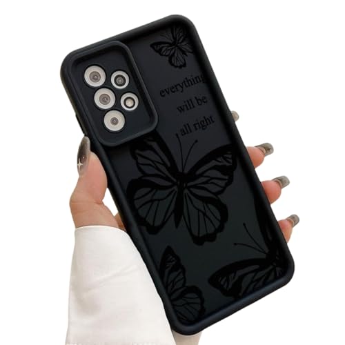 BARALARIQIU Kompatibel mit Samsung A26 5G, Handyhülle für Frauen/Mädchen, Retro-Schmetterling, weiche Silikon-Handyhülle, stoßfeste Bumper-Rückseite(Schwarz) von BARALARIQIU