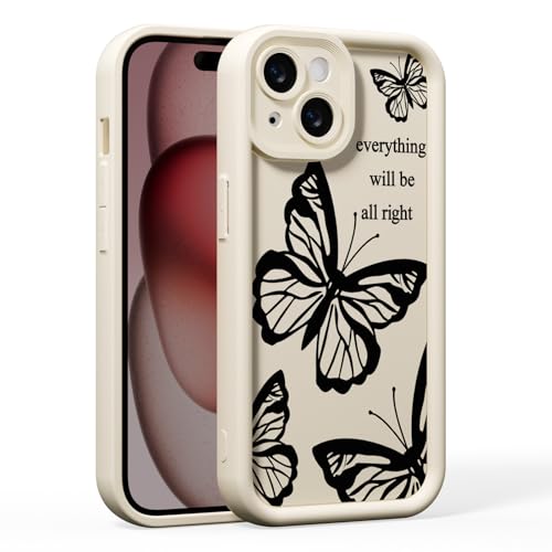 BARALARIQIU Kompatibel mit iPhone 16e, Handyhülle für Frauen/Mädchen, Retro-Schmetterling, weiche Silikon-Handyhülle, stoßfeste Bumper-Rückseite(Weiß) von BARALARIQIU