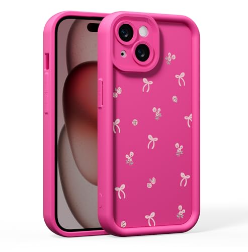 BARALARIQIU Kompatibel mit iPhone 16e Hülle, süßes Blumenmuster, Floral mit Liebeslinse,Handyhülle für Mädchen und Frauen,weiches TPU, Stoßfest Schutzhülle(Rosarot) von BARALARIQIU