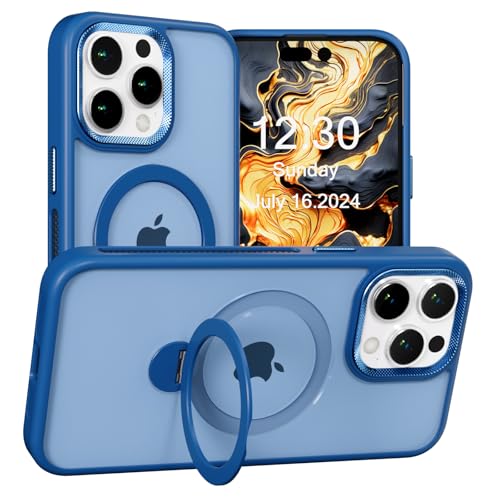 BARALARIQIU Magnetisch Hülle für iPhone 11 Pro Kompatibel mit Mag-Safe Harter PC Stoßsicher Schutzhülle Cover mit 360°drehbarer Ständer Blau von BARALARIQIU