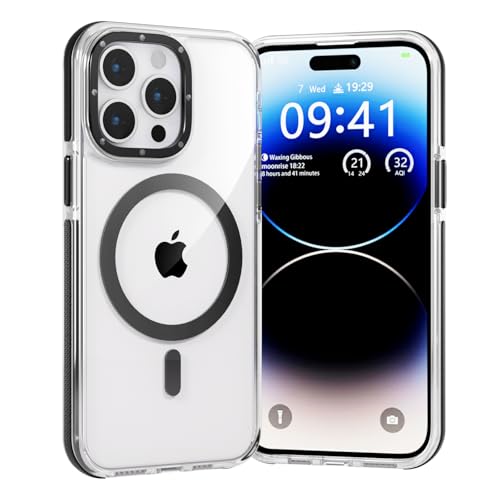 BARALARIQIU Magnetisch Hülle für iPhone 13/iPhone 14 Kompatibel mit Mag-Safe Harter PC Stoßsicher Transparent Schutzhülle Cover Case Schwarz BARALARIQIU Magnetisch Hülle für iPhone 13/iPhone 14 Kompatibel mit Mag-Safe Harter PC Stoßsicher Transparent Schutzhülle Cover Case Schwarz von BARALARIQIU