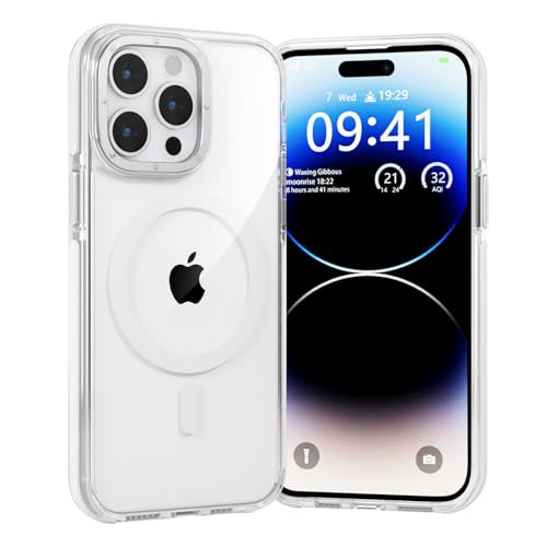 BARALARIQIU Magnetisch Hülle für iPhone 16 Pro Max Kompatibel mit Mag-Safe Harter PC Stoßsicher Transparent Schutzhülle Cover Case Weiß von BARALARIQIU
