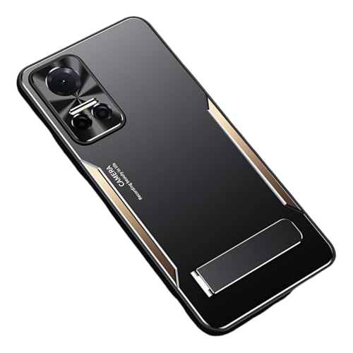 BARALARIQIU Ständer Hülle für Honor Magic7 6,78 Zoll, Dünn Schutzhülle Stoßfest Handyhülle,Handyhülle Schutzhülle Case Anti-Fingerabdruck (Schwarz+Gold) von BARALARIQIU