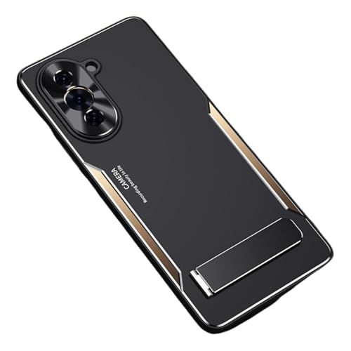 BARALARIQIU Ständer Hülle für Huawei Mate 70 Pro 6,9 Zoll, Dünn Schutzhülle Stoßfest Handyhülle,Handyhülle Schutzhülle Case Anti-Fingerabdruck (Schwarz+Gold) von BARALARIQIU