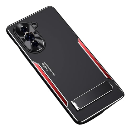 BARALARIQIU Ständer Hülle für Huawei Mate 70 Pro 6,9 Zoll, Dünn Schutzhülle Stoßfest Handyhülle,Handyhülle Schutzhülle Case Anti-Fingerabdruck (Schwarz+Rot) von BARALARIQIU