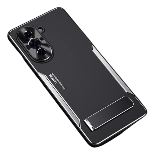 BARALARIQIU Ständer Hülle für Huawei nova 13 Pro 6,76 Zoll, Dünn Schutzhülle Stoßfest Handyhülle,Handyhülle Schutzhülle Case Anti-Fingerabdruck (Schwarz+Silber) von BARALARIQIU