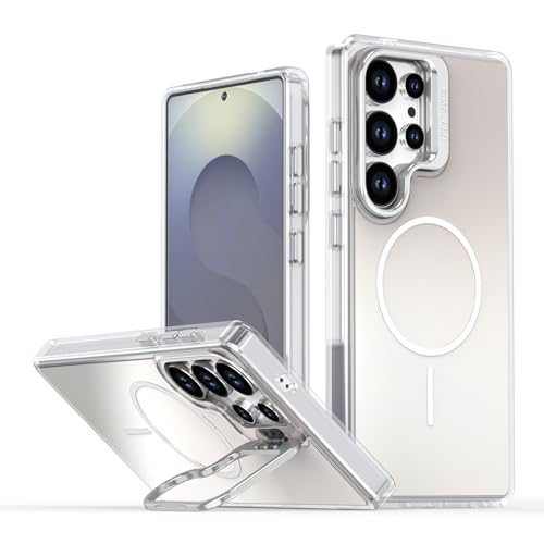BARALARIQIU Starker Magnet für Samsung S25 Ultra 5G Hülle Bumper, [Fallgetestet in Militärqualität] Stoßfeste, durchscheinende Schutzhülle für Samsung S25 Ultra 5G Handyhülle,Weiß von BARALARIQIU