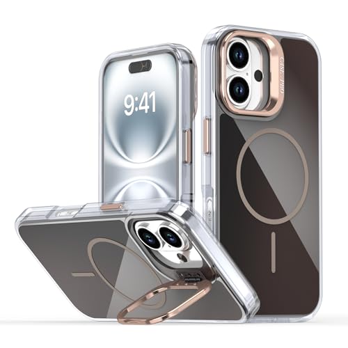 BARALARIQIU Starker Magnet für iPhone 12 Pro Max Hülle Bumper, [Fallgetestet in Militärqualität] Stoßfeste, durchscheinende Schutzhülle für iPhone 12 Pro Max Handyhülle,Gold von BARALARIQIU