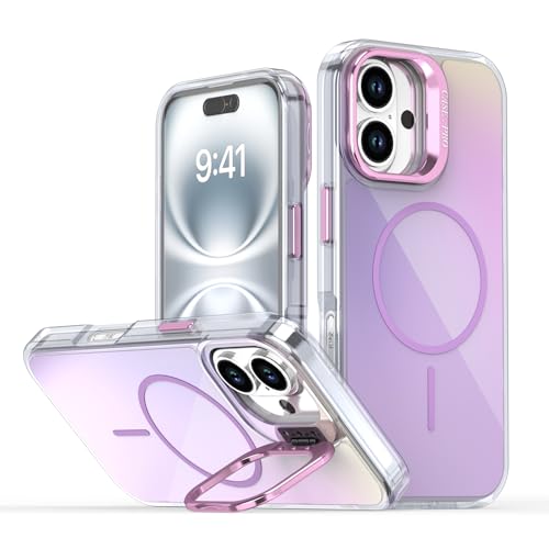 BARALARIQIU Starker Magnet für iPhone 14 Pro Max Hülle Bumper, [Fallgetestet in Militärqualität] Stoßfeste, durchscheinende Schutzhülle für iPhone 14 Pro Max Handyhülle,Lila von BARALARIQIU