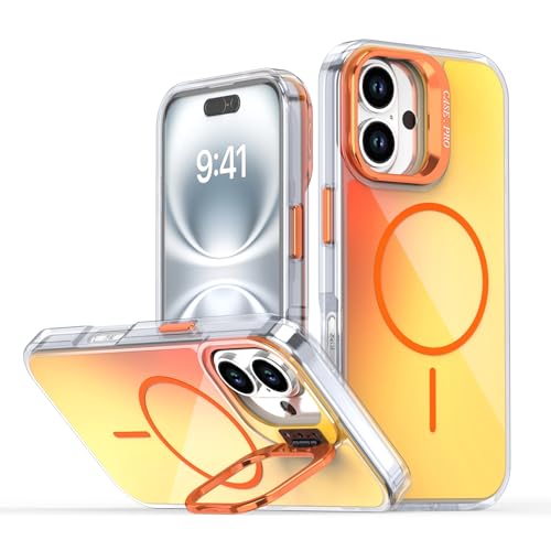 BARALARIQIU Starker Magnet für iPhone 15 Hülle Bumper, [Fallgetestet in Militärqualität] Stoßfeste, durchscheinende Schutzhülle für iPhone 15 Handyhülle, Orange von BARALARIQIU