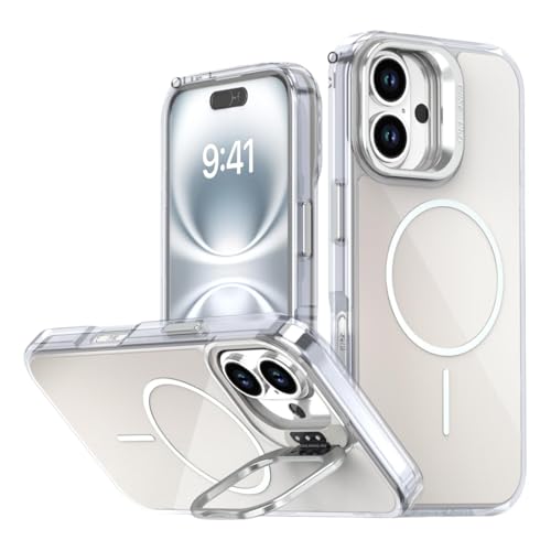 BARALARIQIU Starker Magnet für iPhone 15 Pro Max Hülle Bumper, [Fallgetestet in Militärqualität] Stoßfeste, durchscheinende Schutzhülle für iPhone 15 Pro Max Handyhülle,Weiß von BARALARIQIU