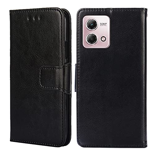 BARALARIQIU Wallet Case Kompatibel für Motorola Edge 2025 hülle 6,7 Zoll,[Premium PU Leder] [RFID-Blocker][Kartenfach] Flip Echt Leder Klapphülle Handytasche,Schutzhülle Flipcase-Schwarz von BARALARIQIU