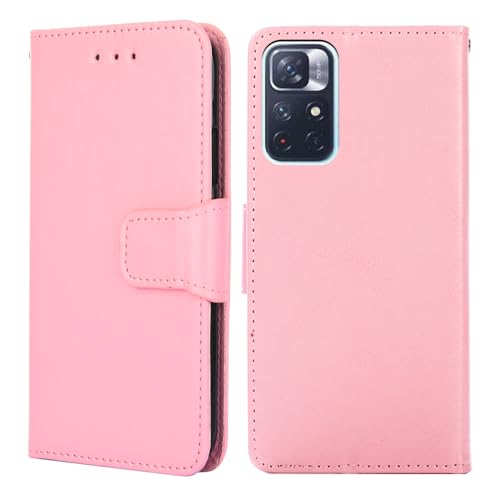 BARALARIQIU Wallet Case Kompatibel für Sharp Aqous Wish 5 hülle 5,7 Zoll,[Premium PU Leder][RFID-Blocker][Kartenfach] Flip Echt Leder Klapphülle Handytasche,Schutzhülle Klappbar Flipcase-Rosa von BARALARIQIU