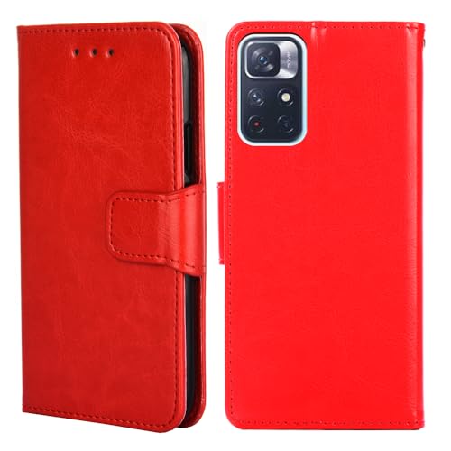 BARALARIQIU Wallet Case Kompatibel für Sharp Basio Active3 hülle 5,7 Zoll,[Premium PU Leder][RFID-Blocker][Kartenfach] Flip Echt Leder Klapphülle Handytasche,Schutzhülle Klappbar Flipcase-Rot von BARALARIQIU