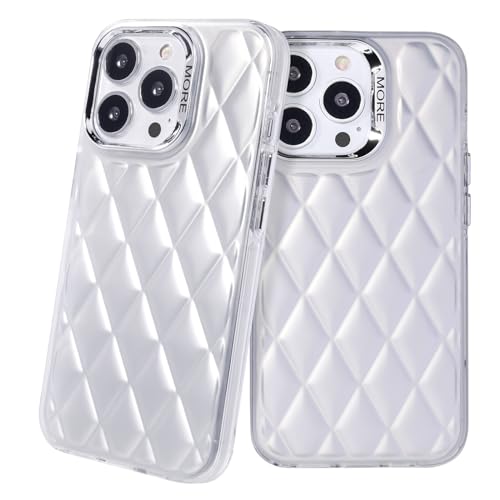 BARALARIQIU für iPhone 14 Pro Max Hülle Galvanisiert Harter PC Stoßsicher 3D-Raute Luxus Vollständige Kamera Schutzhülle Cover 6.7" Silber BARALARIQIU für iPhone 14 Pro Max Hülle Galvanisiert Harter PC Stoßsicher 3D-Raute Luxus Vollständige Kamera Schutzhülle Cover 6.7" Silber von BARALARIQIU