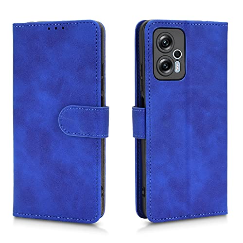 BARBARIAN Hülle für Xiaomi Poco X4 GT, Premium PU + TPU Flip Case Brieftasche Schutzhülle Handyhülle mit Ständer Funktion/Kartensteckplätzen, Blau von BARBARIAN