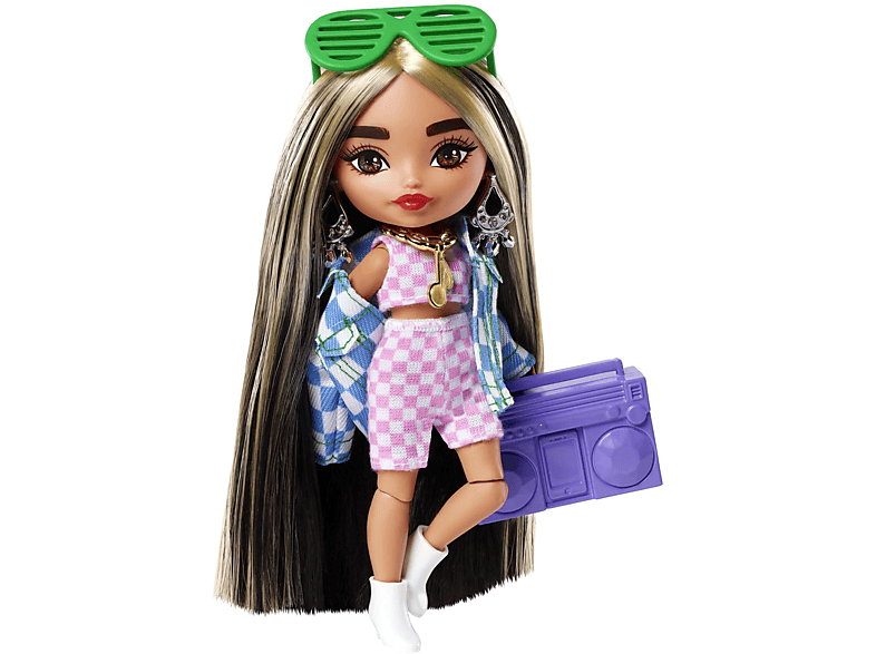 BARBIE Extra Minis-Puppe #2 (ca. 14 cm) mit Moden, Accessoires und Puppenständer Spielzeugpuppe Mehrfarbig von BARBIE