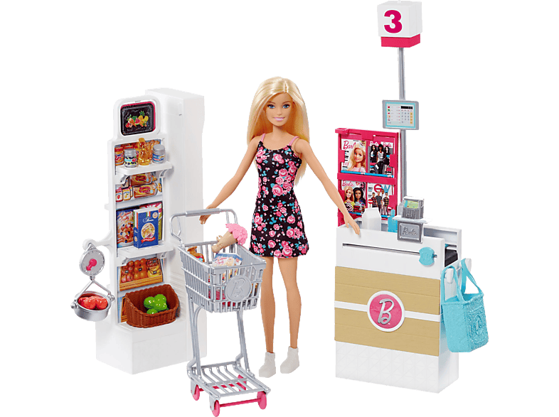 BARBIE Supermarkt und Puppe Spielset Mehrfarbig von BARBIE