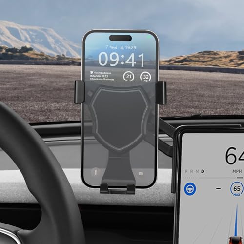 BASENOR 2024 Tesla Model 3 Handyhalterung Starker Haftung 360° Verstellbarer Handyhalter Alle iPhone Android Geräte Tesla Model 3 Highland Interieur entwickelt von BASENOR