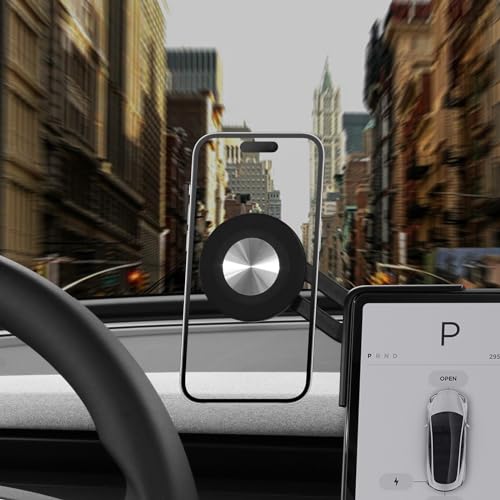 BASENOR 2024 Tesla Model 3 Telefonhalter Magnetischer Halter 360° Einstellbarer Ständer Tesla Model 3 Highland Innenraumzubehör Passend für alle MAGSAFE iPhones und Android-Geräte von BASENOR