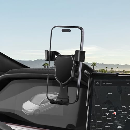 BASENOR Tesla Telefonaufnahme Halterung Model X Model S Starke Haftung 360° Einstellbare Handyhalterung Tesla Innenraumzubehör Passend für alle iPhone & Android 2022 2023 2024 von BASENOR