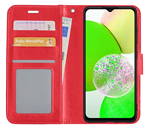 BASEY Hülle für Samsung Galaxy A14 Bookcase Flip Case - Samsung Galaxy A14 Hülle Bookcase - Rot von BASEY