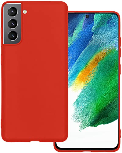 BASEY Hülle für Samsung Galaxy S21 FE Silikon Rückseiten-Cover - Samsung Galaxy S21 FE Silikonhülle - Rot von BASEY
