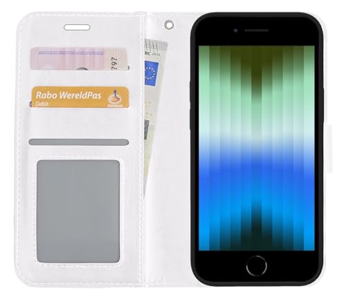 BASEY Hülle für iPhone SE (2022) Bookcase Flip Case - iPhone SE (2022) Hülle Bookcase - Weiß von BASEY