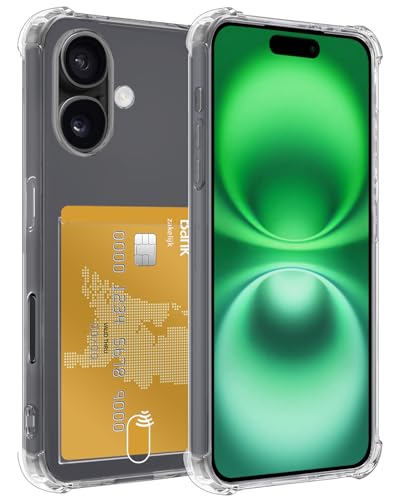BASEY Handyhülle für iPhone 16 Plus mit Kartenhalter Silikon Shock Back Cover Slim Kaarthülle - Transparant von BASEY
