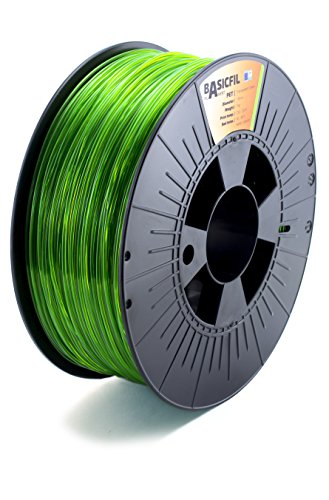BASICFIL PETG (3D Drucker Filament), 1.75mm, 1kg, Transparentes Grün (Transparent Green) von BASICFIL