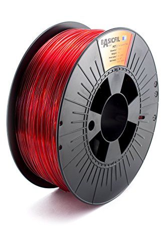 BASICFIL PETG (3D Drucker Filament), 1.75mm, 1kg, Transparentes Rot (Transparent Red) von BASICFIL