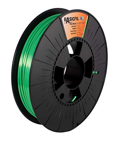 BASICFIL PLA SILK (3D Drucker Filament), 2.85mm, 500g, Hellgrün (Bright Green) von BASICFIL