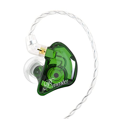 BASN Bmaster In-Ear-Kopfhörer, Dreifach-Treiber, Geräuschisolierung, kabelgebundene Kopfhörer mit zwei abnehmbaren MMCX-Kabeln, für Musiker, Schlagzeuger, Sänger, Bühne (grün) von BASN